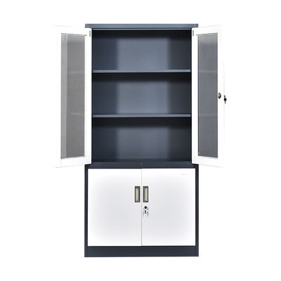 0.14cbm Glass Steel Office Cupboard With Adjustable Shelves