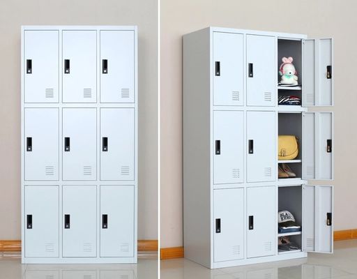 Swing 9 Door Metal Office Lockers Furniture Steel Storage Cabinet