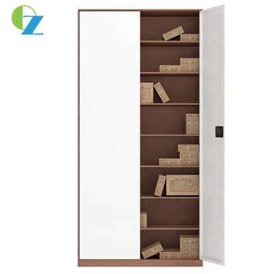 Gray 2 Swing Door Steel Office Cupboard With 5 Shelves Steel Document Filing Cabinet