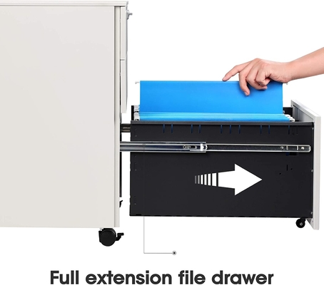 Electronic Password Lock Mobile Pedestal 3 Drawer Metal Movable Cabinet