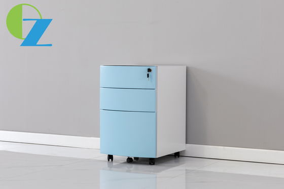 Steel 3 Drawer Arc Edge Mobile File Pedestal With Lock Rolling Storage Cabinet